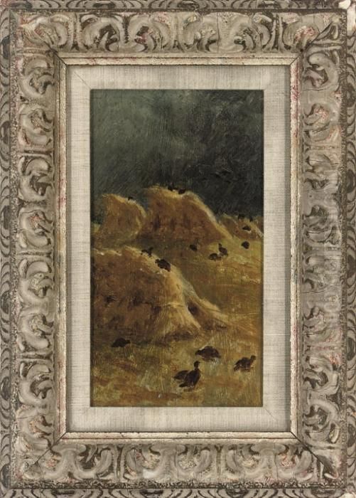 Grouse In A Hay Field Oil Painting by Joseph Farquharson