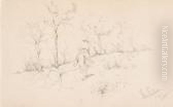 Contadino A Cavallo Nel Paesaggio Oil Painting by Giovanni Fattori