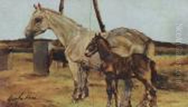 La Madre E Il Figlio Oil Painting by Giovanni Fattori