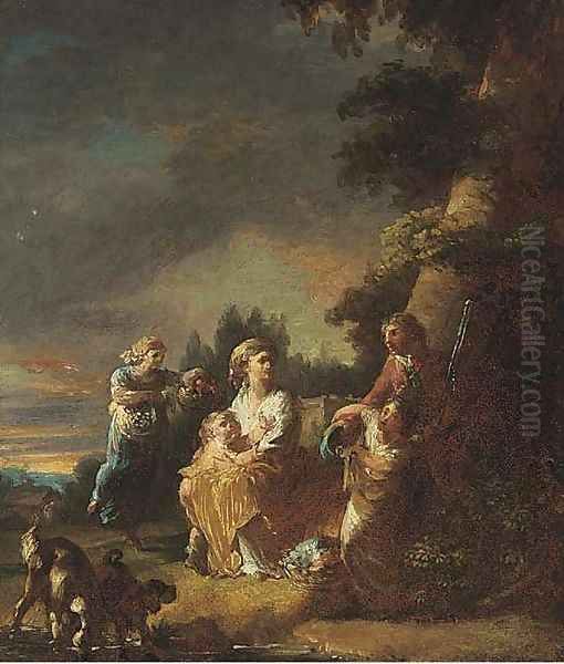 A park with a family at rest beneath a tree Oil Painting by Francisco Goya Fuendetodos