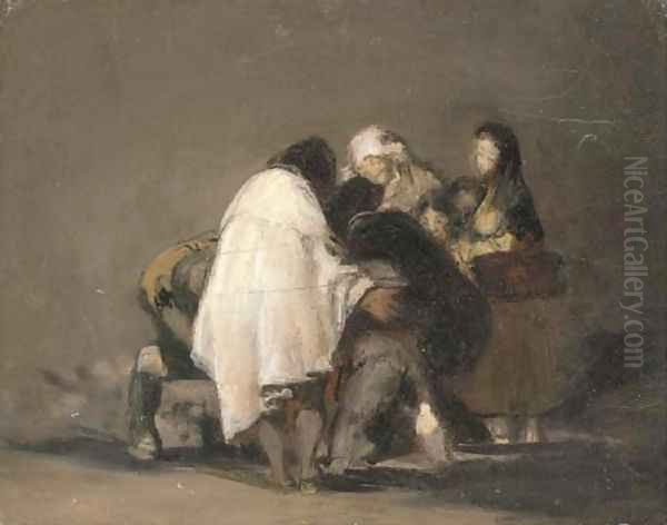 A figure group Oil Painting by Francisco Goya Fuendetodos