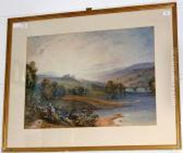 Extensive River Landscape With Distantcastle Oil Painting by Anthony Vandyke Copley Fielding