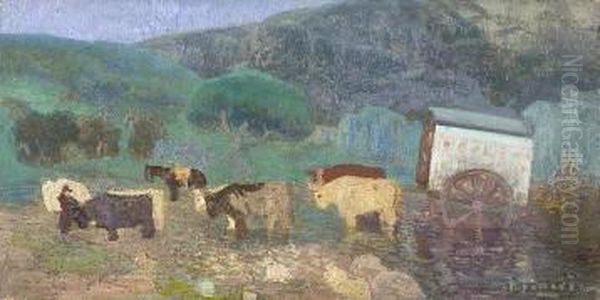 La Carreta Oil Painting by Pedro Figari