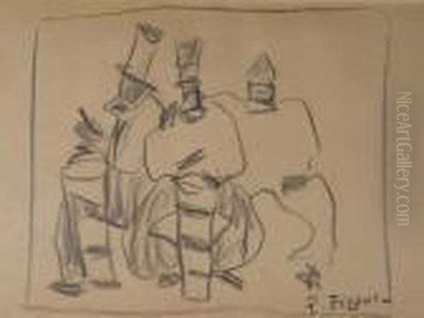 Tres Negros Oil Painting by Pedro Figari