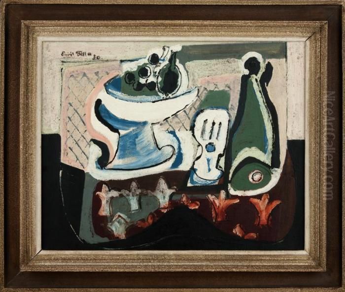 Zatisi S Podnosem A Lahvi Oil Painting by Emil Filla