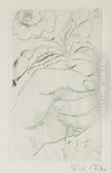 Ruka Drzici Sipkovou Ruzicku Oil Painting by Emil Filla