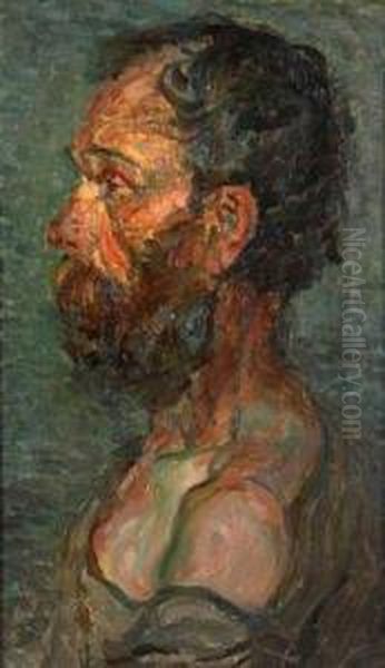 The Head Of An Old Man Oil Painting by Emil Filla