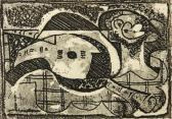 A Still Life With A Mandolin Andclarinet Oil Painting by Emil Filla