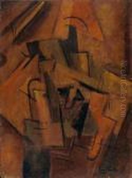 Composition Cubiste Oil Painting by Emil Filla