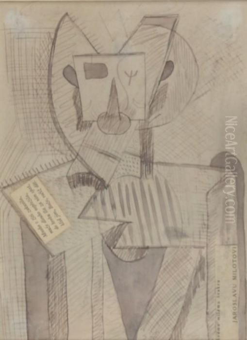 Cubist Figure Oil Painting by Emil Filla