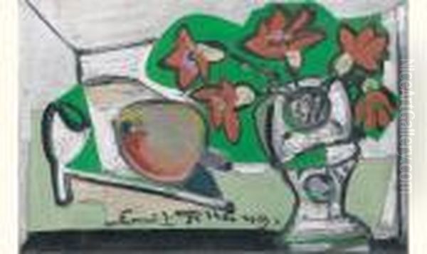 Nature Morte Au Vase De Fleurs Oil Painting by Emil Filla