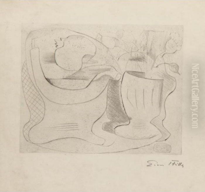 Still Life With Partridge And Goblet;
Still Life With Vase And Fruit Oil Painting by Emil Filla