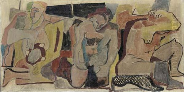 Trois Personnages Oil Painting by Emil Filla