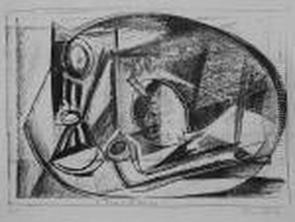 Zatisi Se Sklenici, Dymkou Ajablkem Oil Painting by Emil Filla