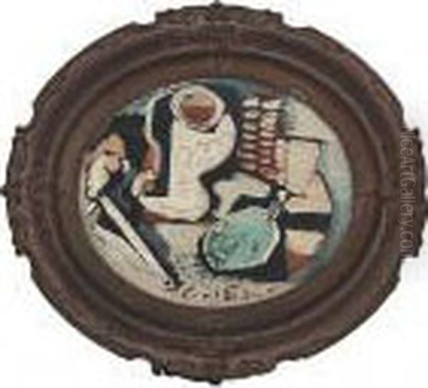 Zatisi S Lulkou A Poharem Oil Painting by Emil Filla