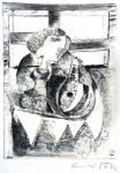 Zatisi S Mandolinou Abustou Oil Painting by Emil Filla