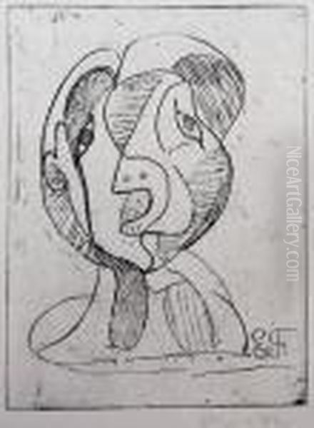 Hlava Oil Painting by Emil Filla