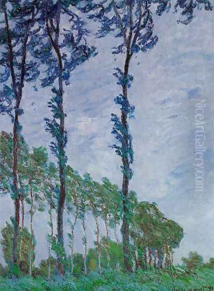 Poplars Wind Effect Oil Painting by Claude Oscar Monet