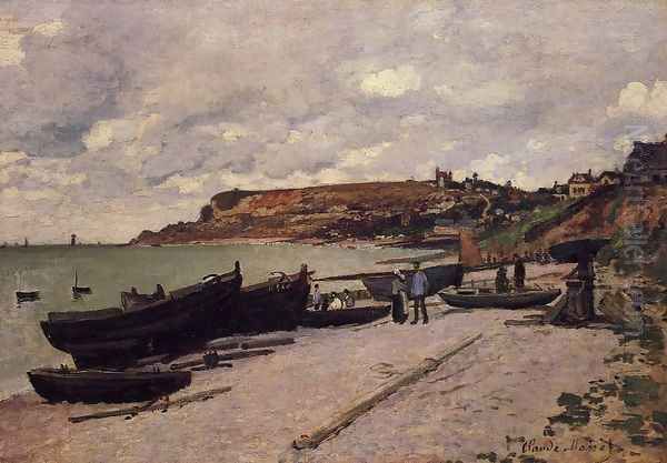 Sainte Adresse Fishing Boats On The Shore Oil Painting by Claude Oscar Monet