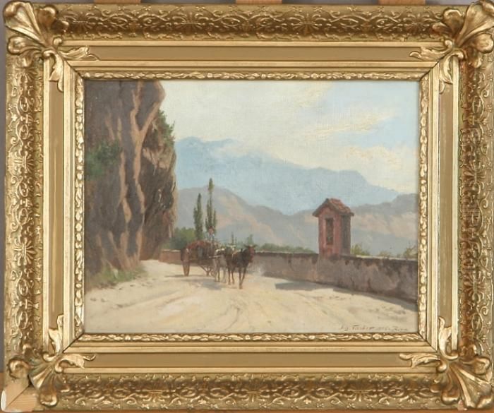Vej Ved Riva I Tyrol Oil Painting by August Fischer
