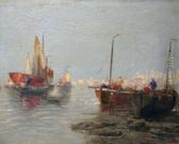 Segelboote Im Hafen Oil Painting by Georg Fischof