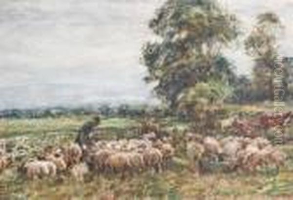 Herding The Flock Oil Painting by William Mark Fisher
