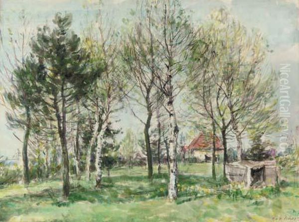 Birch Trees In Spring Oil Painting by William Mark Fisher