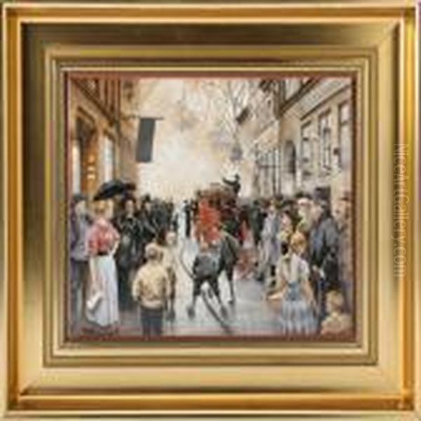 A Porcelainplaque Decorated In Colours Oil Painting by Paul-Gustave Fischer
