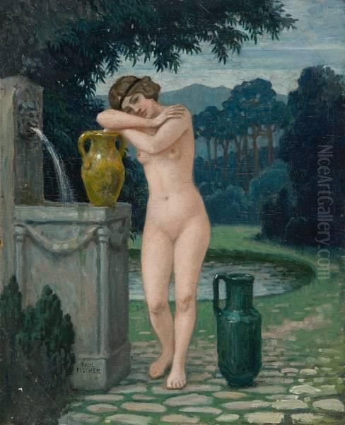 Kvinne Med Vannkrukke Oil Painting by Paul-Gustave Fischer