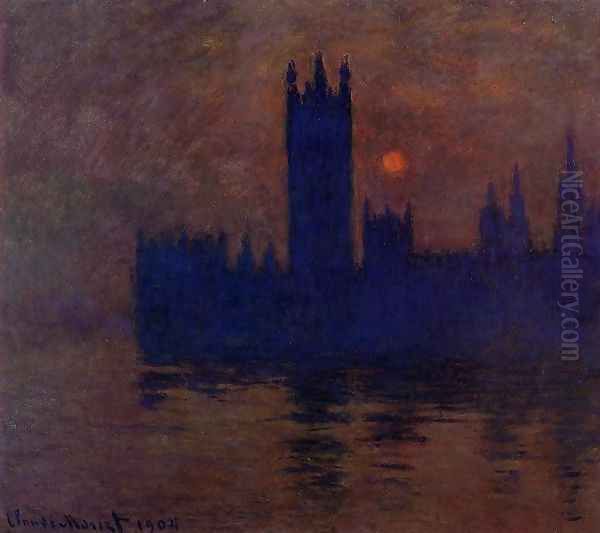 Houses Of Parliament Sunset2 Oil Painting by Claude Oscar Monet