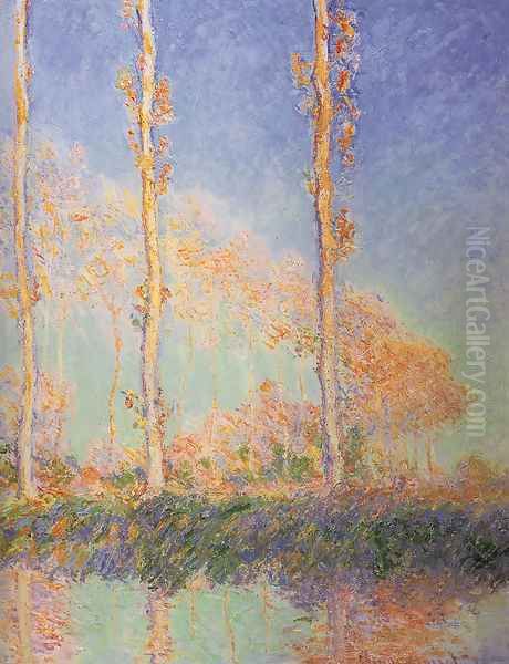 Les Peupliers, trois arbres roses, automne (Poplars) Oil Painting by Claude Oscar Monet