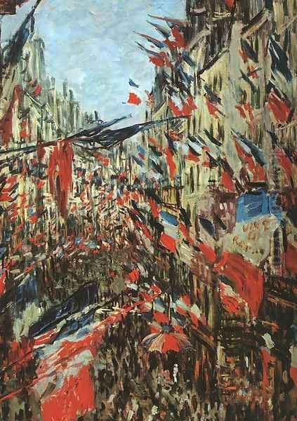 Rue Montargueil with Flags Oil Painting by Claude Oscar Monet