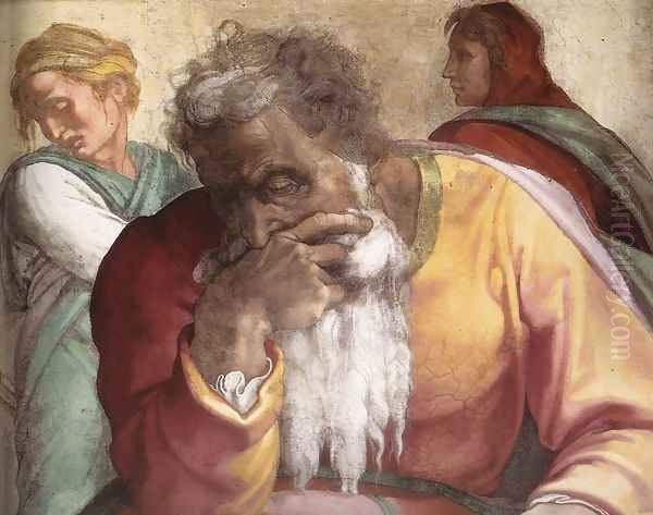 Jeremiah (detail-1) 1511 Oil Painting by Michelangelo Buonarroti