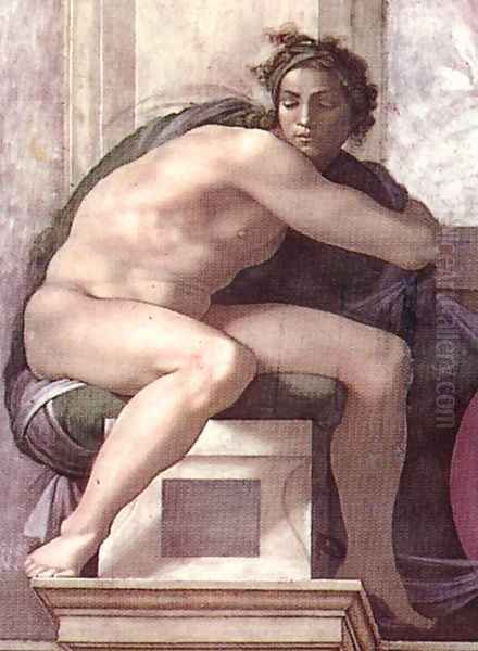 Ignudo -7 1511 Oil Painting by Michelangelo Buonarroti
