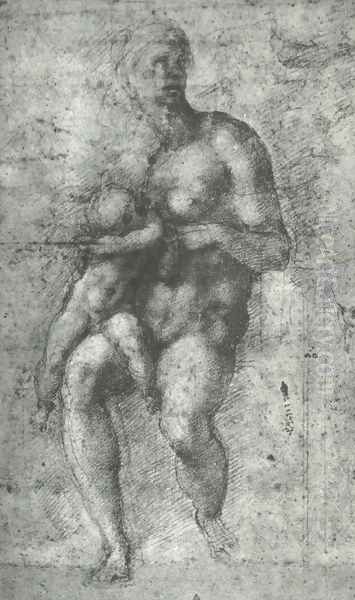 Study for a Holy Family with the Infant St.John Oil Painting by Michelangelo Buonarroti