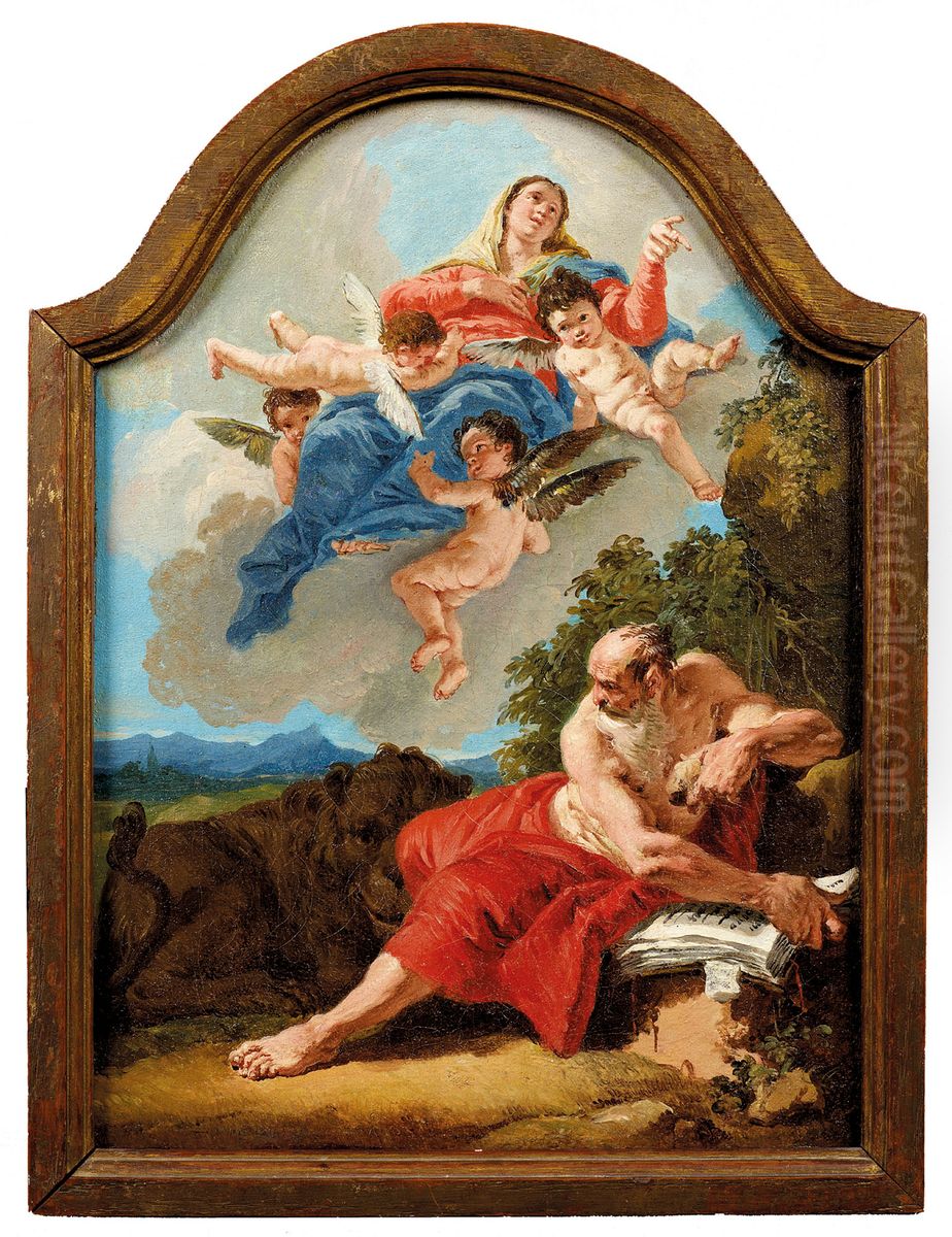 The Vision Of Saint Jerome Oil Painting by Francesco Fontebasso