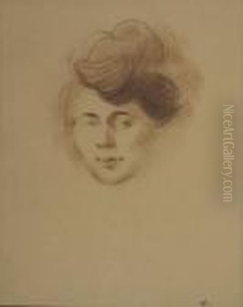 Tete De Femme
 Crayon Brun. Oil Painting by Jean-Louis Forain