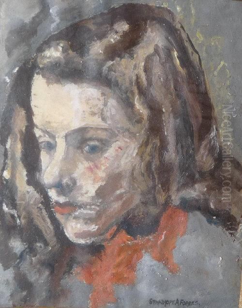 Portrait Of Agirl Oil Painting by Stanhope Alexander Forbes