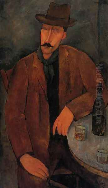 Man with a Glass of Wine Oil Painting by Amedeo Modigliani