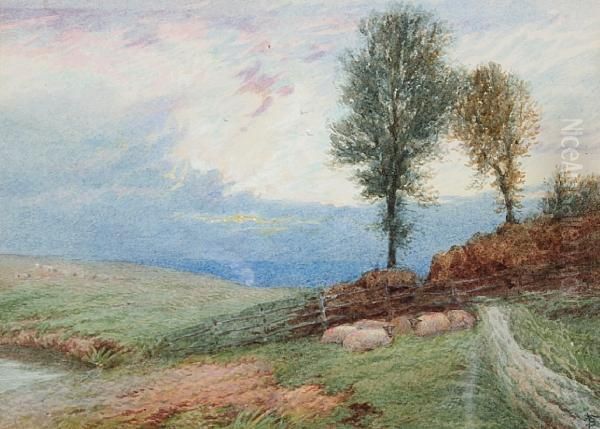 Sunset On The Hills Oil Painting by Myles Birket Foster