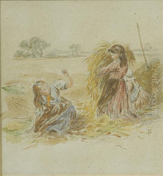 Haymakers Oil Painting by Myles Birket Foster