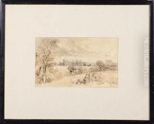 Reed's Farm, Near Writtle, Essex Oil Painting by Myles Birket Foster