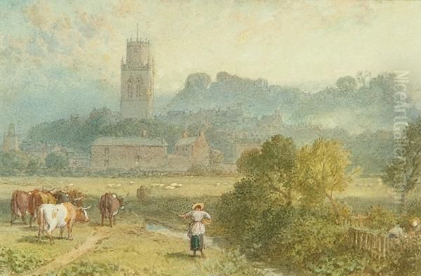 Pontefract Castle, Yorkshire Oil Painting by Myles Birket Foster