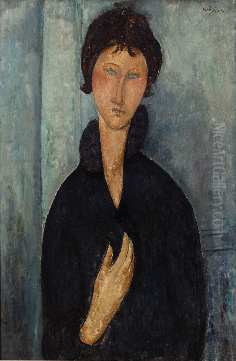 Woman with Blue Eyes Oil Painting by Amedeo Modigliani