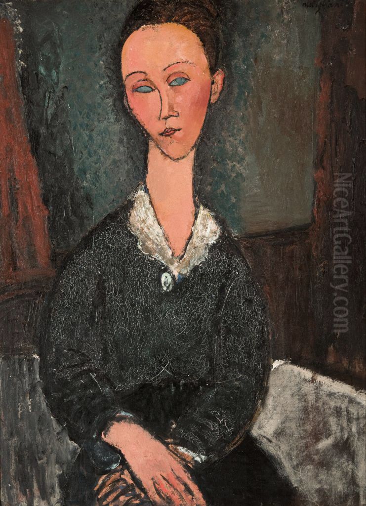 Portrait of a Woman with a White Collar Oil Painting by Amedeo Modigliani