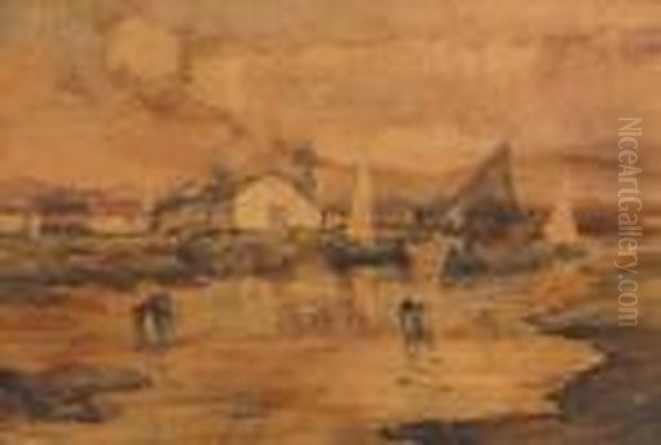 Paesaggio Con Barche Oil Painting by Pietro Fragiacomo