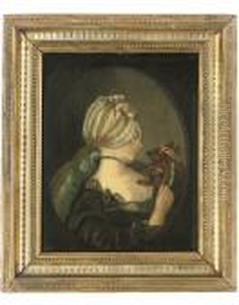 A Young Girl Holding A Dog Oil Painting by Jean-Honore Fragonard