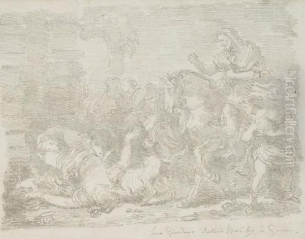 Le Repas Chez Simon, D'apres 
Paolo Veronese; Abraham Et Melchisedech, D'apres Francesco Castiglione; 
Et La Reine Jezabel Devoree Par Des Chiens, D'apres Luca Giordano Oil Painting by Jean-Honore Fragonard