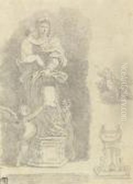 The Madonna And Child With Two 
Putti, After Andrea Del Sarto, With Subsidiary Studies Of A Group Of 
Women And A Pedestal Oil Painting by Jean-Honore Fragonard
