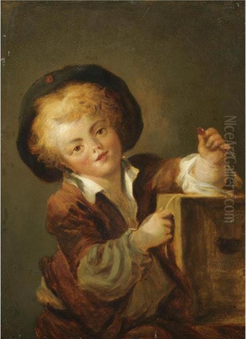 Le Petit Garcon A La Curiosite -
 A Little Boy With A Curiosity, Said To Be A Portrait Of The Artist's 
Son Alexandre-evariste (1780-1850) Oil Painting by Jean-Honore Fragonard